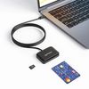 Manhattan USB-C Contact Smart Card Reader with MicroSD slot, USB Type-C Male to Contact Reader Interface and microSDXC, Supports Windows, macOS and Linux, Reads SIM Cards with Adapter, Cable 1m, Black, Three Year Warranty