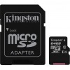 Kingston MicroSDXC Flash Memory Card 64GB Class 10 with adapter