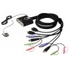 2 port USB HDMI KVM switch + audio links two HD-enabled PCs or devices to a single USB keyboard, USB mouse and HD display