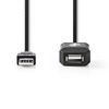 Active USB 2.0 Extension Cable, A Male - A Female, 10 m, Black