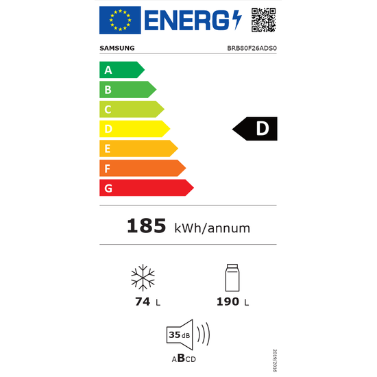Kæli og frystis. Samsung 177cm innb.